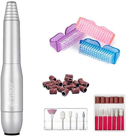 20,000rpm Electric Pen Shape Nail Drill Metallic Portable for Professional Nail Salon or Personal Use（Silver）