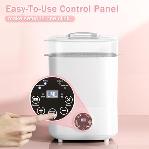 Bestbless Baby Bottle Sterilizer and Dryer, 5-in-1 Large Capacity Bottle Sanitizer and Dryer, 2 Layers Compact Baby Bottle Electric Steam Sterilizer and Dryer for Baby Bottles, Pacifiers, Pump Parts