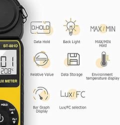 Digital Lux Light Meter,BT-881D Illuminance Meter