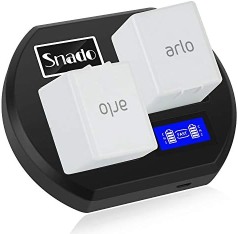 Charging Station Compatible Arlo Rechargable Batteries, Snado LCD Display Charger Compatible Arlo Security Light & Arlo Pro Smart Home Cameras & Arlo Pro 2 & Arlo Go Batteries VMA4410 ALS1101 (Black)