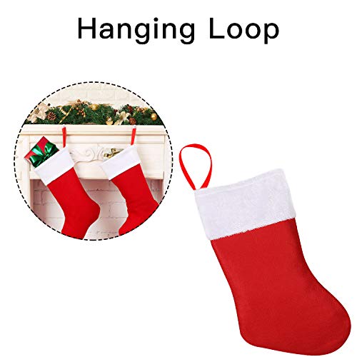 SHareconn Christmas Stockings,5 Pack 16 Inch Big Christmas Kids Gift Stocking Bags and Christmas Hanging Socks for Gift Holding,Party Decoration DIY Craft (Red & White)