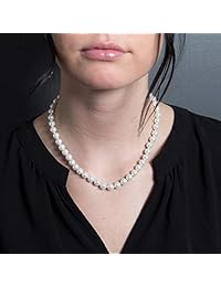 Kezef Creations blanco crema 8   14 mm. sintética de imitación collar de perlas anudadas a mano Strand 16   20 inch