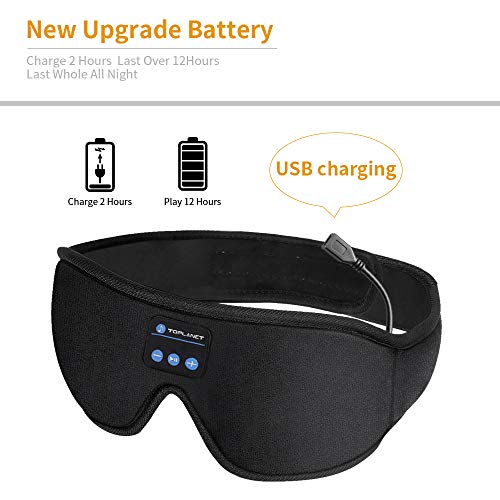 Sleep headphones With Timer ,Bluetooth 5.0 Wireless 3D Eye Mask, Bluetooth Sleep Mask with Built-in Sponge Speakers for Side Sleepers, Wireless Sleep Headphone for Sleeping, Air Travel, Meditation