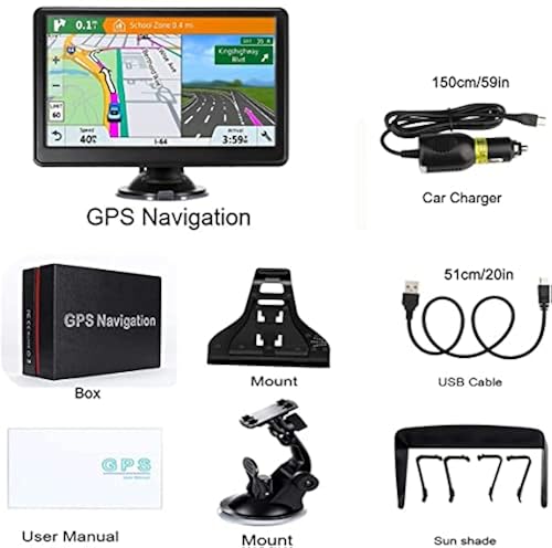 2025 GPS Navigator For Car - 7" Touch Screen, 256-16GB, Lifetime Maps, Voice Guidance, Speed & Red Light Alerts