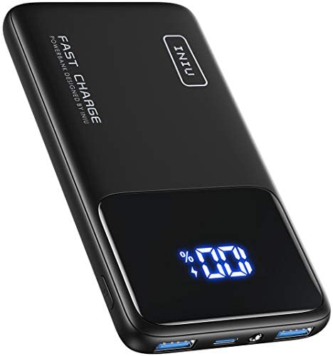 INIU Portable Charger, 20W PD3.0 QC4.0 Fast Charge 10500mAh USB C LED Display Power Bank, Quick Charging Battery Pack with Phone Holder for iPhone 12 11 Pro Samsung S20 Google AirPods iPad Tablet etc