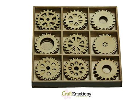 CraftEmotions - Wooden Embellishment Box - Gears, 45 pieces 811500/0212