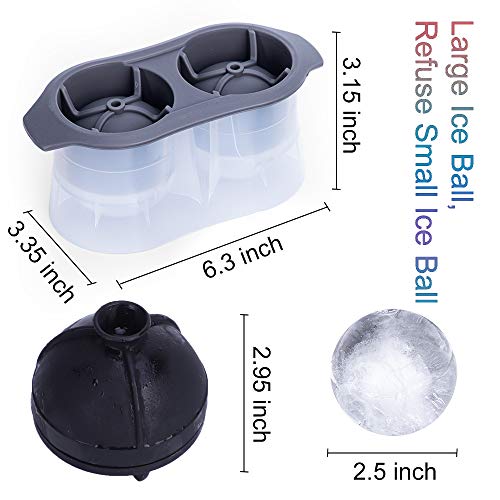 Ice Cube Mold, ExtraLarge Ice Mold, Whiskey Ice Ball Mold, 2+1 Set (4 X 2.5 Inch Ice Ball) Ice