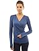 PattyBoutik Women's Faux Wrap Long Sleeve Pullover Blouse