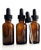 1 Oz (30ml) Boston Round Glass Amber Bottles with Glass Dropper Tip & Rubber Bulb - Pack of 12