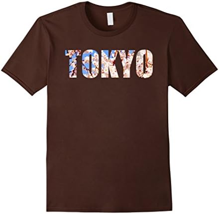 Men's Tokyo Cherry Blossum Flower City T-shirt Medium Brown