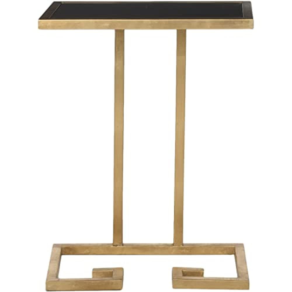 SAFAVIEH Glam Accent Table with Iron Legs, in Gold and Black, 25 X 40 X 53.34