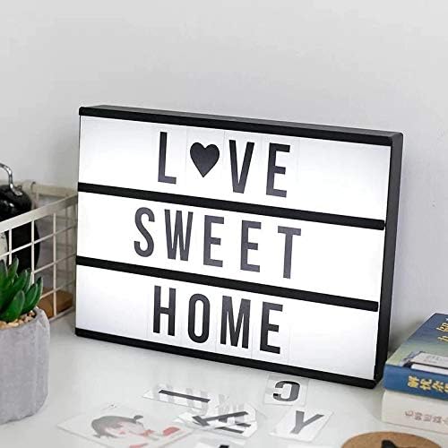 Seven Moon DIY Letter LED Night Light Combination Cinema Light Box Table Lamp Battery Powered Home Wedding Birthday Party Decor Lamp Light Box (96 pcs, Symbols & Number A4 Size)