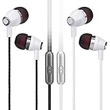 Earphones With Mic, Pofesun 2 Pack In-Ear Earbud Headphones with Mic & Remote Control, Comfortable Earphones for iPhone,iPad,iPod,Android Smartphones,Tablets(Black, White)