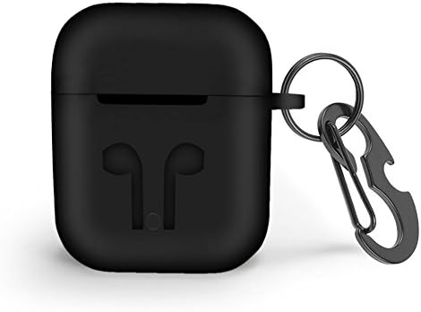 Full Protective Cover, Keychain and Bottle Opener Silicone Case for Apple AirPods Charger Box (black)