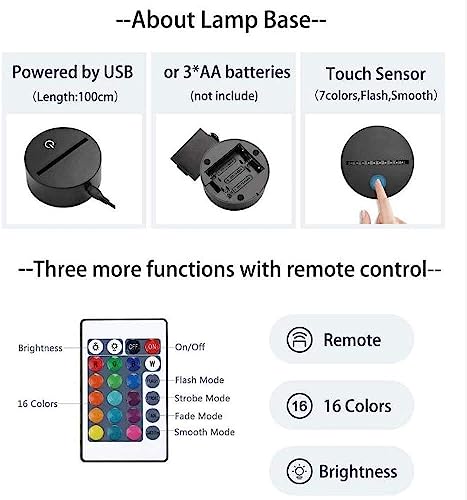 XOIDMIVCN Yoshi Night Light, Mario Lamp16 Color RGB Touch Remote Controller Yoshi Night Light Children\'s Room Decoration Table Lamp for Christmas Lighting Gift