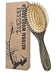 VANKINE Natural Manchurian Ash Wood Bristle Paddle Brush No Static Brushes Scalp Massage Oval Hair Brush for All Hair Types