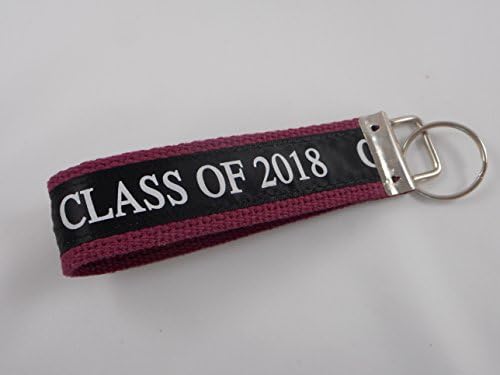 Class of 2018 Wristlet Key Fob Keychain Burgundy/Maroon