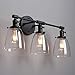 Phansthy 3 Light Industrial Wall Sconce Black Sconces with 5.6 Inches Dome Shape Clear Glass Shade for Bathroom Vanity Mirror, Black