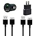 Zeimax® USB 3.0 Cable, Car & Wall Charger 4 Pc Set - Includes (2) 3 Ft Cable, (1) Car Charger, and (1) Wall Charger for Samsung Galaxy Note 3 & Galaxy S5 (Black)