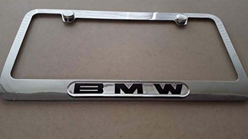 BMW Chrome Metal License Plate Frame with matching screw caps
