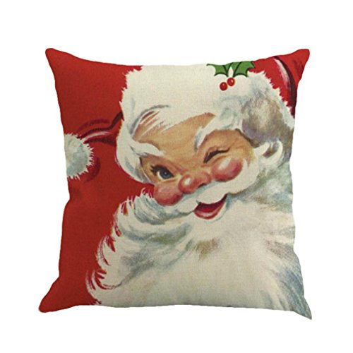 Christmas Pillow Case,Beautyvan Christmas Linen Square Throw Flax Pillow Case Decorative Cushion Pillow Cover (3~C)