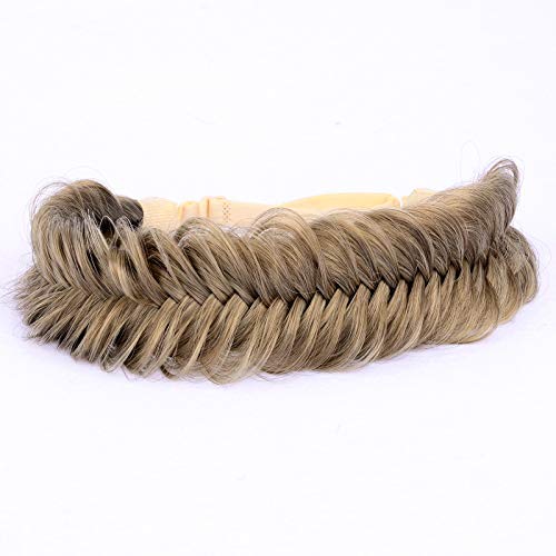BOBIYA Wide Fishtail Synthetic Hair Braided Headband Classic Chunky Plaited Braids Elastic Stretch Hairband Women Girl (Dark Ash Blonde)