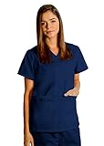 Adar Universal Double Pocket Snap Front Top (Available in 39 colors) - 604 - Navy - M