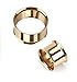 Rose Gold IP Double Flared Flesh Tunnels Plugs Ear Gauges - Sold As Pair