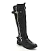 Forever Link Women's MANGO-21 Quilted Zipper Accent Riding Boots, Black, 9