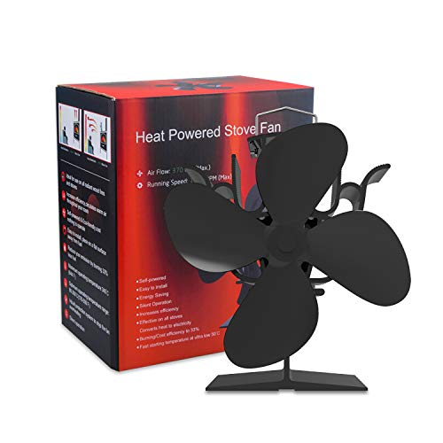 Xcosrack 4 Blade Wood Stove Fan Heat Powered Fireplace Fan with