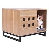 BBVILLA Rectangle Wooden Pet House Ins Style Log Cabin with Entrance and Vents, Indoor Kennel for Small Dogs/Pets/Cats with Bed Mat