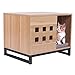BBvilla Rectangle Wooden Pet House Ins Style Log Cabin with Entrance and Vents, Indoor Kennel for Small Dogs/Pets/Cats with Bed Mat
