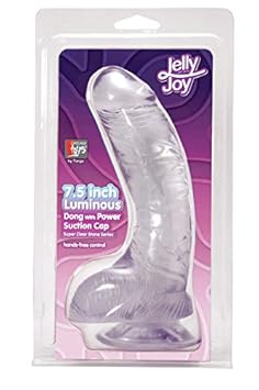 Dream Toys Jelly Joy Luminous, Realistischer Penis-Dildo, leicht gebogen, Länge circa 19,0 cm, durchmesser circa 4,0 cm, klar