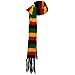 Frayed Striped RGY Rasta Scarf - Black