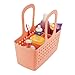 iDesign Orbz Bathroom Shower Tote for Shampoo, Cosmetics, Beauty Products - Small, Divided, Coral