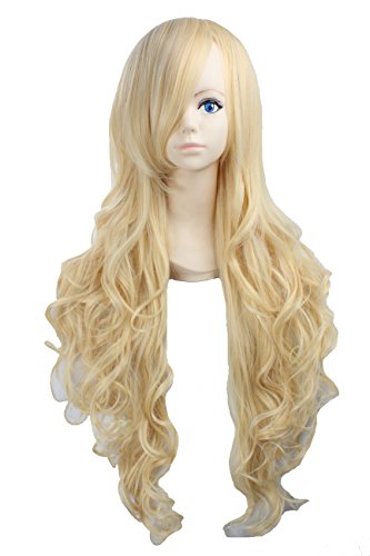 Angelaicos Womens Lolita Long Wavy Curly General Style Halloween Costume Cosplay Party Hair Full Wig 32 Inches