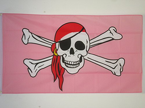 AZ FLAG - Pink Pirate Flag Red Bandana Flag - 2x3 Ft - 100D Polyester Pirates Banner with Two Metal Grommets - Fade Resistant - Vivid Colors - 2' x 3' Feet - 90x60 Cm