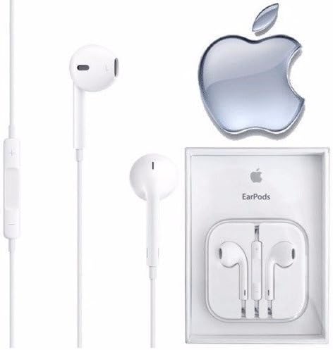 Apple EarPods OEM 3.5mm Headset Jack ONLY for iPhone 6, 6S, 6 + and older; Compatible with iPhone 7, 8 and X (ONLY IF You already own ADAPTER), Wired, White with Mic and Vol Controls in Crystal Case