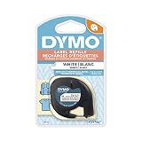 DYMO 18771 LT Tape Cartridge for Dymo LetraTag Label Makers, Adhere To Fabrics Using an Iron, 1/2-Inch x 6.5 Feet, Black on White, Pack of 1
