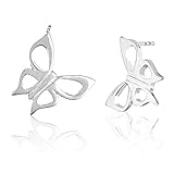 925 Sterling Silver Flying Butterfly Stud Earrings