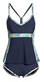 Women's Sporty Racerback Tankini Boy Short Bottom Two Piece Swimsuit Set