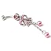 2014 New Fashion Big Sale! 14G Unique Pink Pearl Butterfly Bow with 2-tassel Bowknot Dangle Navel Ring Belly Bar Button
