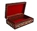 STORE INDYA Gorgeous Hand Carved Rosewood Trinket Jewelry Box with Mughal Inspired Brass Inlay & Velvet Interior Gift Ideas
