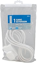 MERCURY 1 Gang 13A UK Mains Extension Lead 3 Metre White Rewireable BS1363/A view 2