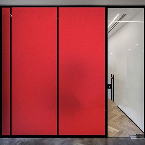 XXRBB Stained Glass Frosted Window Film Privacy,Self-Adhesive Opaque Anti-UV Decorative Sticker,Red,60x200cm(24x79inch)