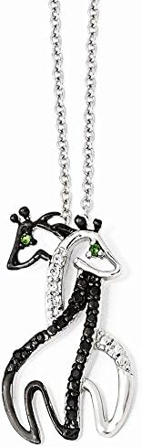 Best Birthday Gift Cheryl M Sterling Silver CZ &amp; Rhodium Giraffes 18in. Necklace