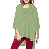 Parisbonbon Women's 100% Cashmere Pockets Poncho Color Lime Green Size 2X