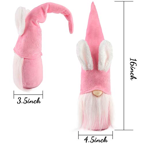 1Tomte Swedish Plush Santa Gnome, Pink Bunny Gnome Handmade Scandinavian Tomte Santa Scandinavian Gnome for Christmas Santa Decoration Table Decor
