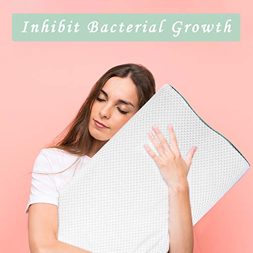 HOMFY Orthopädisches Memory Foam Nackenstützkissen Ergonomisches Kopfkissen mit waschbare Bambusfaser Kissenbezüge Weiß 40x60cm