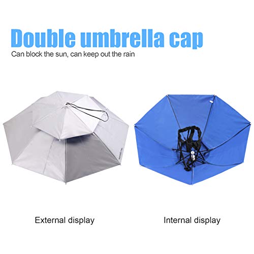 Hunter's Tail UV Umbrella Hat, with Umbrella Fishing Gardening Folding Umbrella Double Canopy - Thumbnail 3
